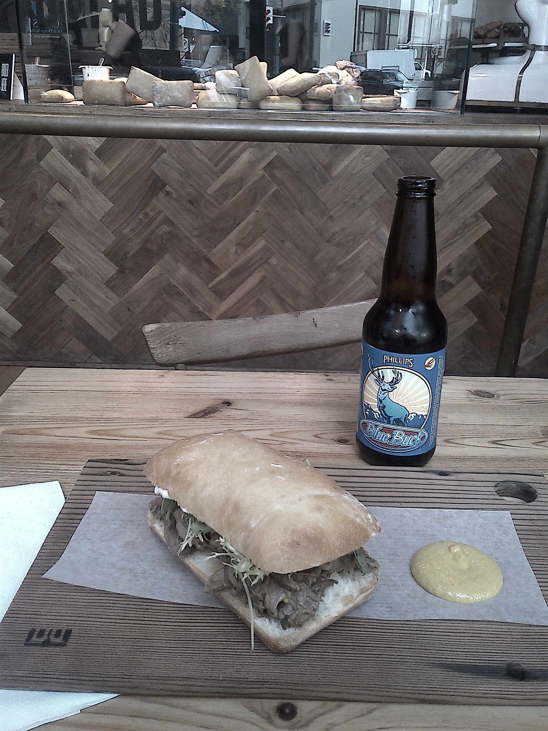  Sandwich and beer at Meat and Bread 