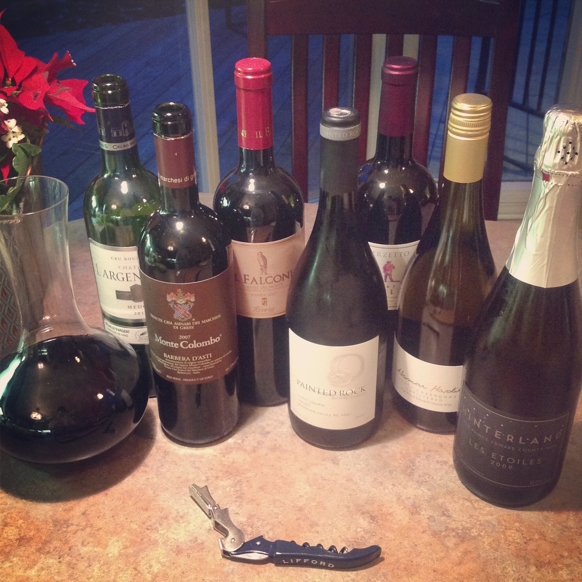  A humble collection of Christmas Eve wine. 