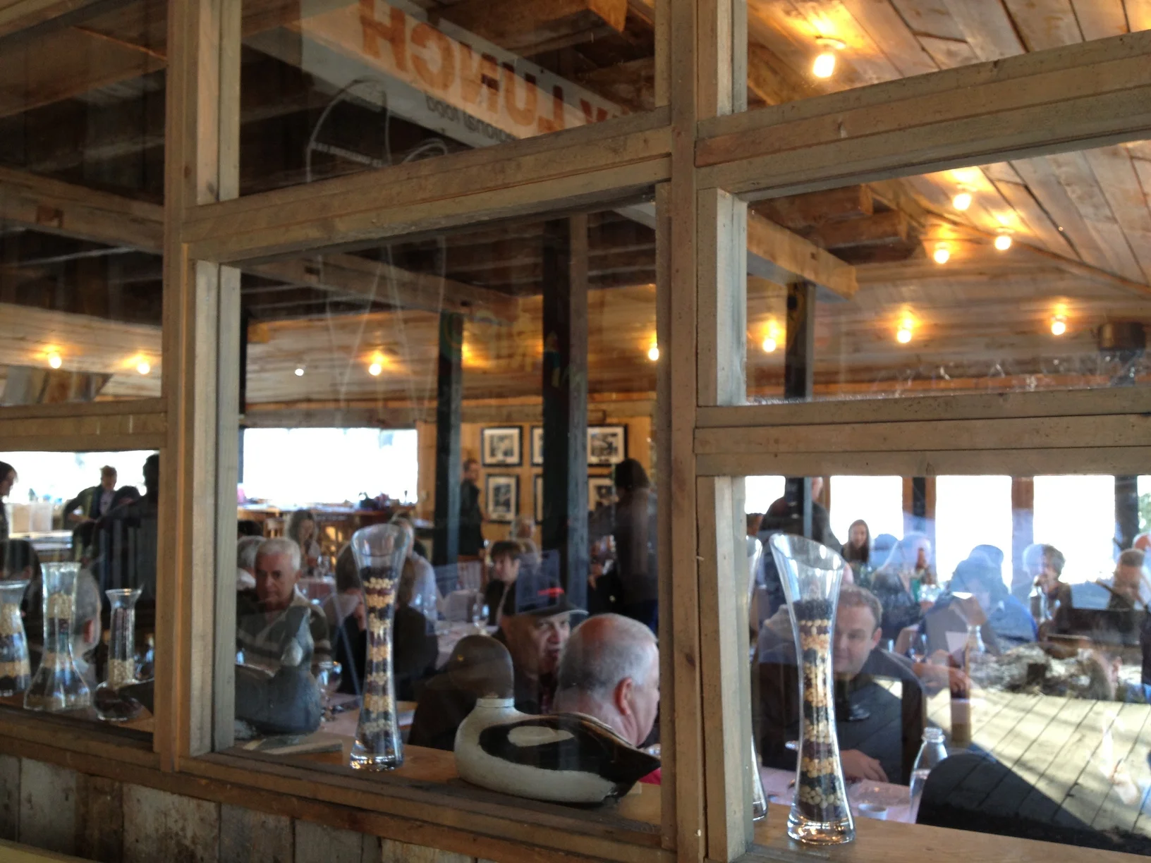 Outside looking in. Guests getting seated for the big dinner.