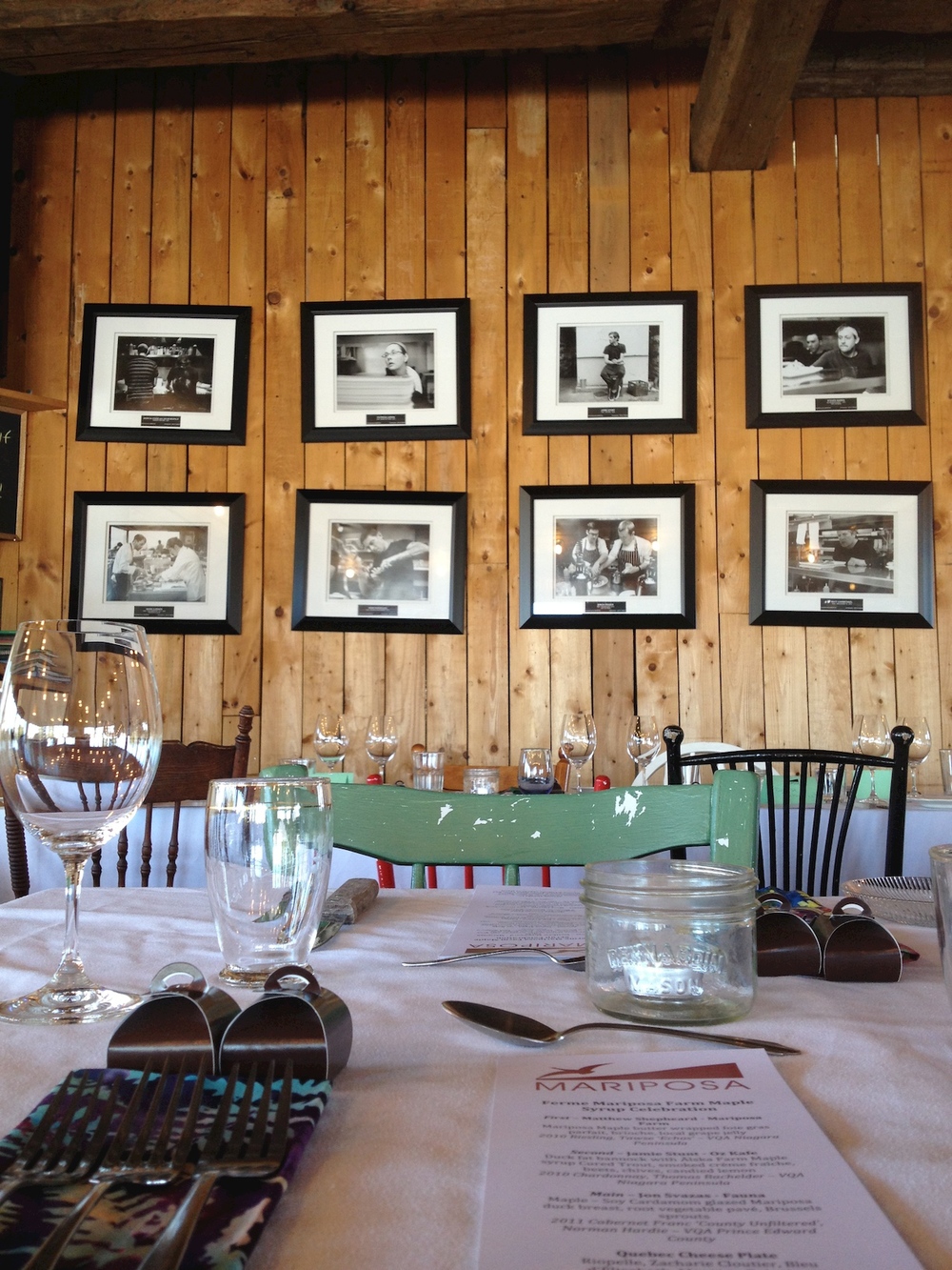  The country dining room and chef wall of fame at Mariposa Farm.​ 
