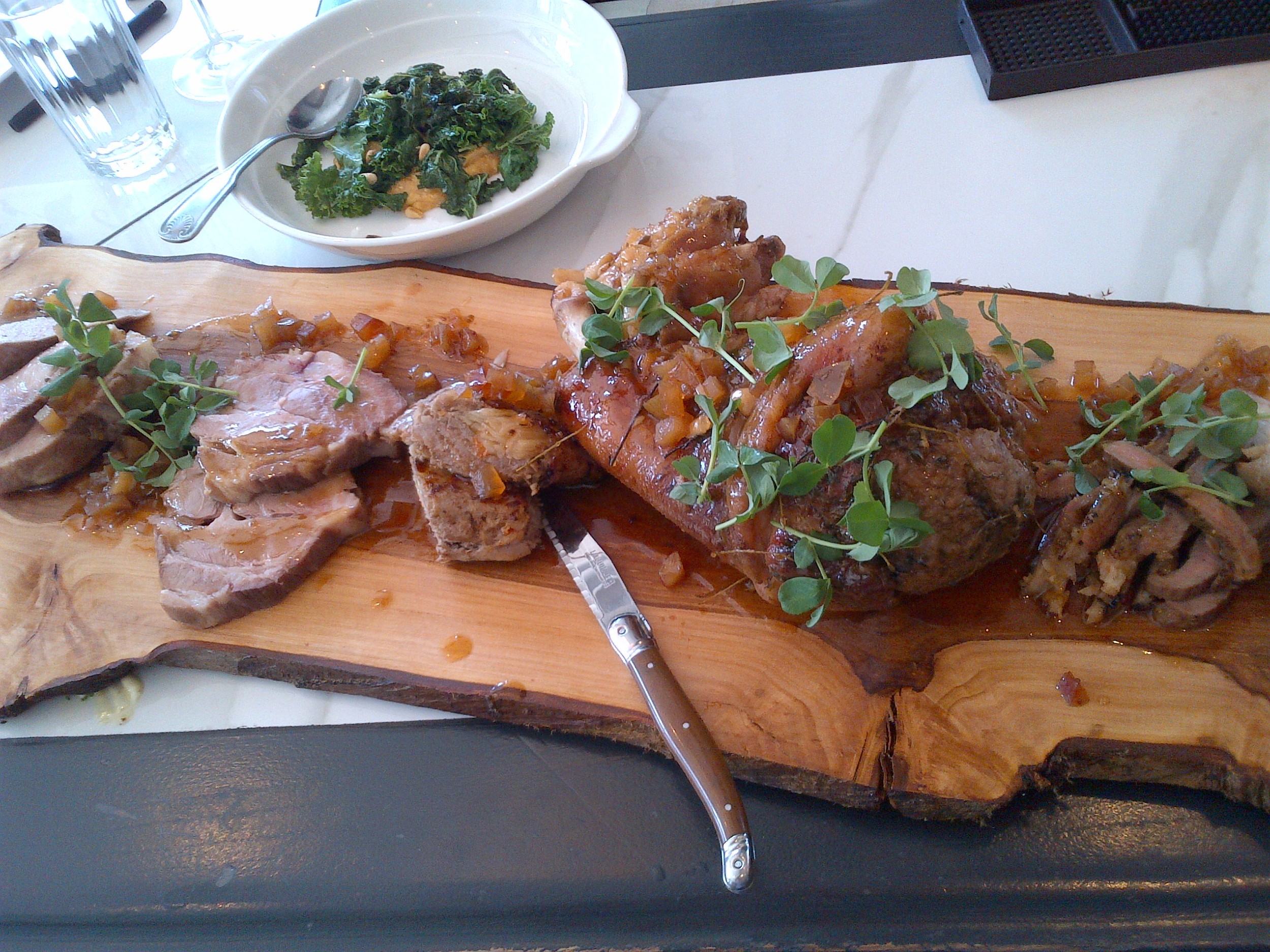 Supply and Demand, course #3: pork foot stuffed with more pork and all kinds of wonderful spicy sausage.