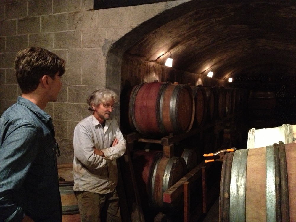  Checking out the cellar with Cameron's illustrious and eccentric owner/winemaker John Paul.   