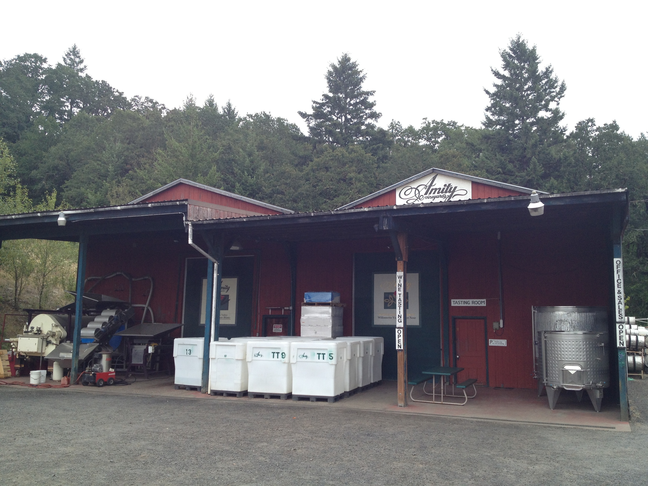  Visiting one of the pioneers, Myron Redford at Amity Vineyards in Salem.  