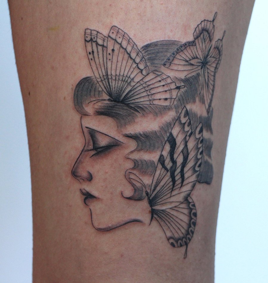 butterfly lady face butterflies Jacqueline may tattoo art black and grey toronto artist.jpeg