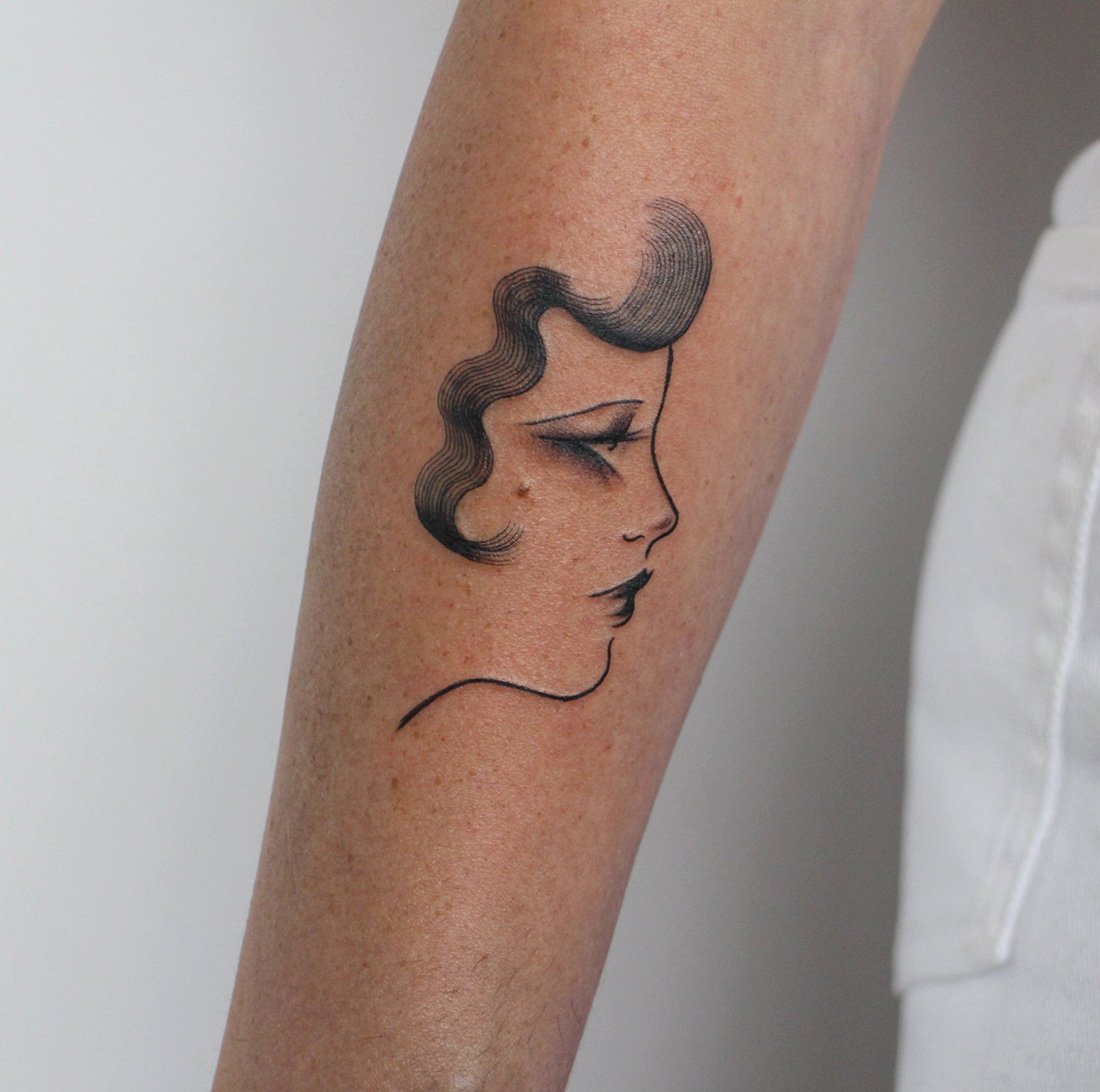 mag drag lady face simple side profile Jacqueline may tattoo art.jpeg