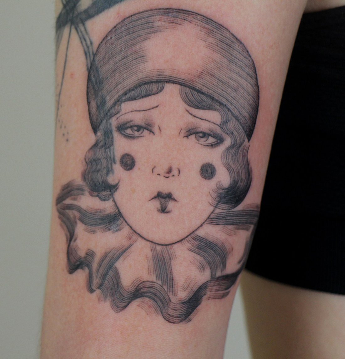 pierrot texture sad face clown face Jacqueline may tattoo art.jpeg