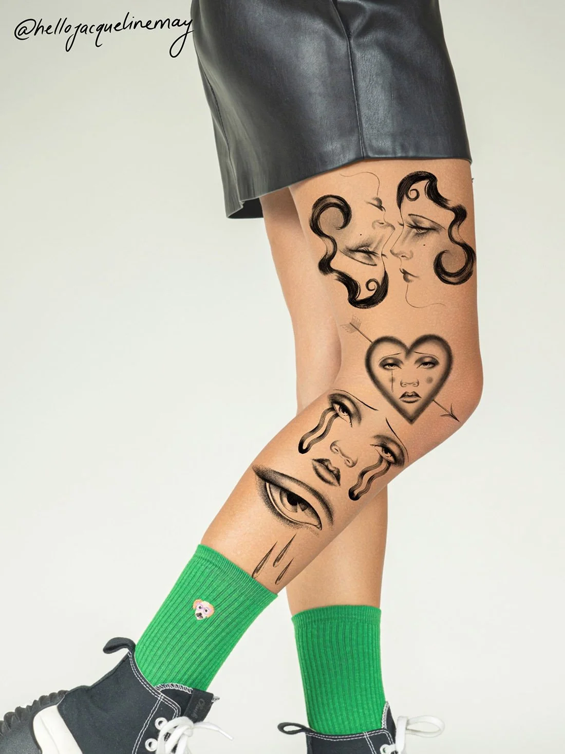 face sad heart portrait delicate Jacqueline may tattoo art concept