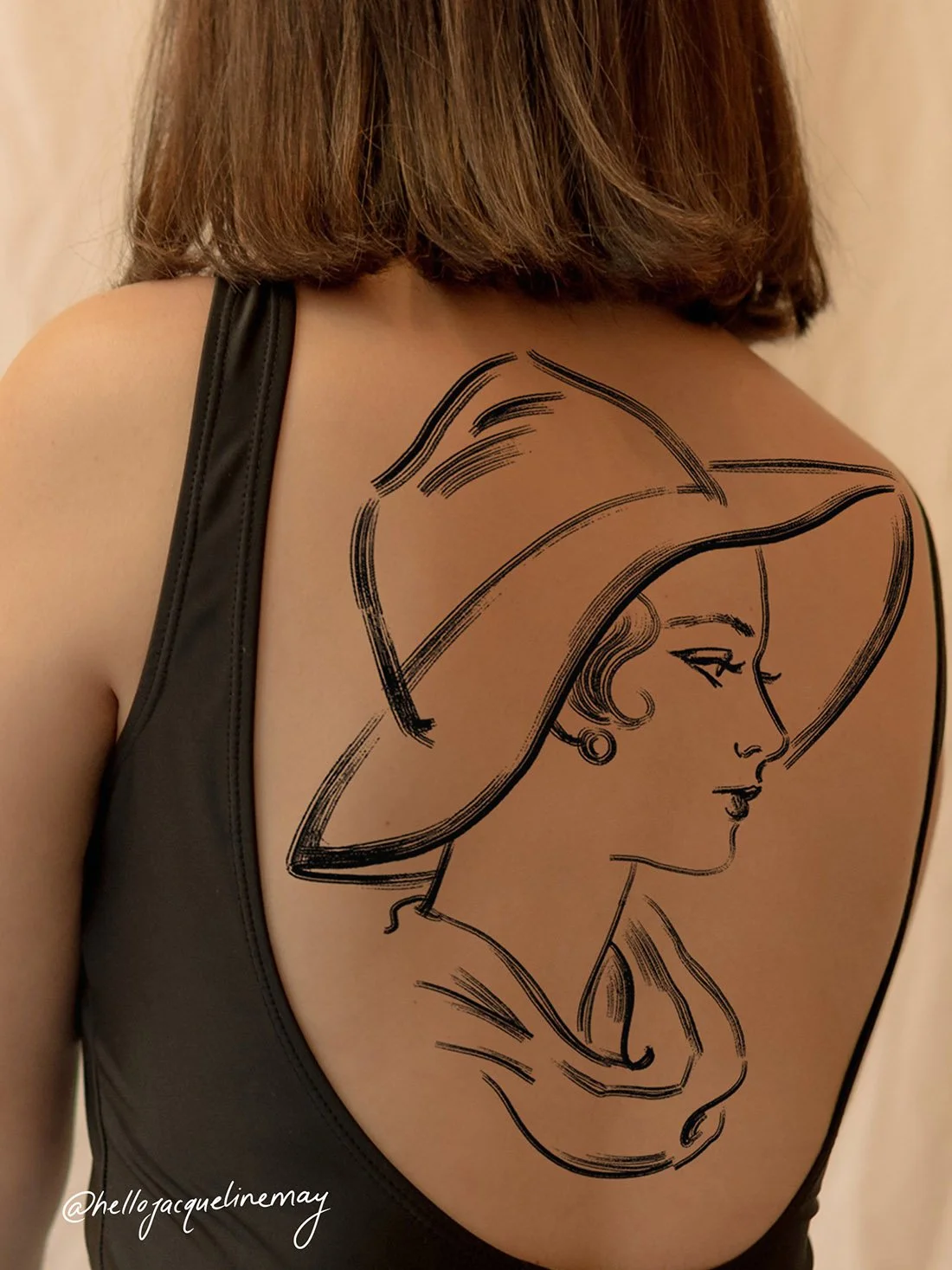 hat 1920s lady simple fashion minimalist Jacqueline may tattoo art concept