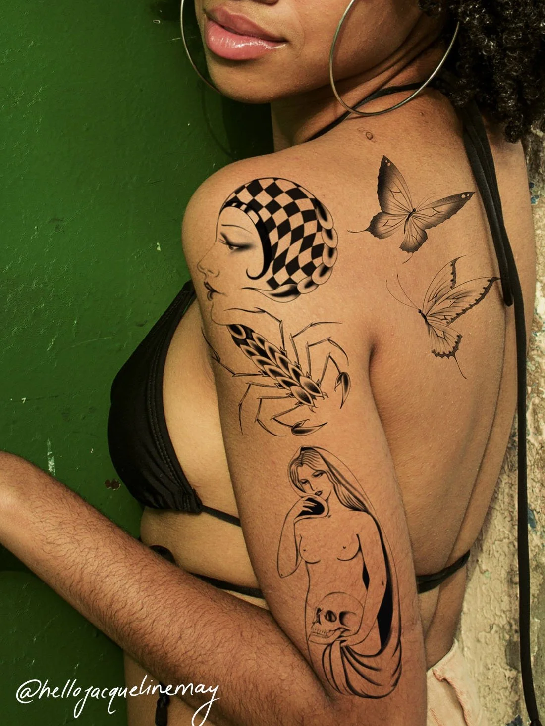 sleeve arm skull lady flower scorpio scorpion Jacqueline may tattoo art concept