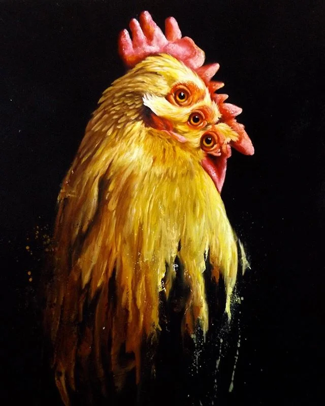 Alice 16” x 20” oil on board #chickenpainting #chickenart #painting #contemporaryart #karljahnke#art#artist#artwork#oilpainting#birdpainting