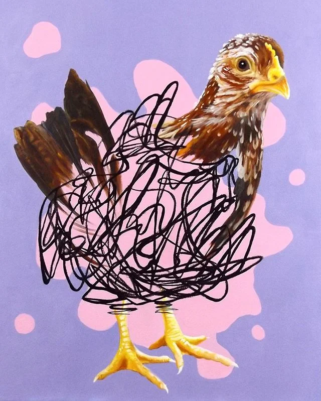 Chicken Drawing “16 x 20” oil and acrylic on board #karljahnke #art#chickenpainting #chickenart #painting #contemporaryart #acrylicpainting #oilpainting #artist #artwork #artgallery