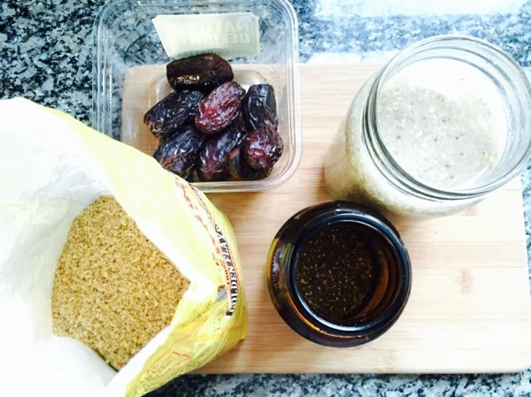 dates, ground organic flax and chia seed