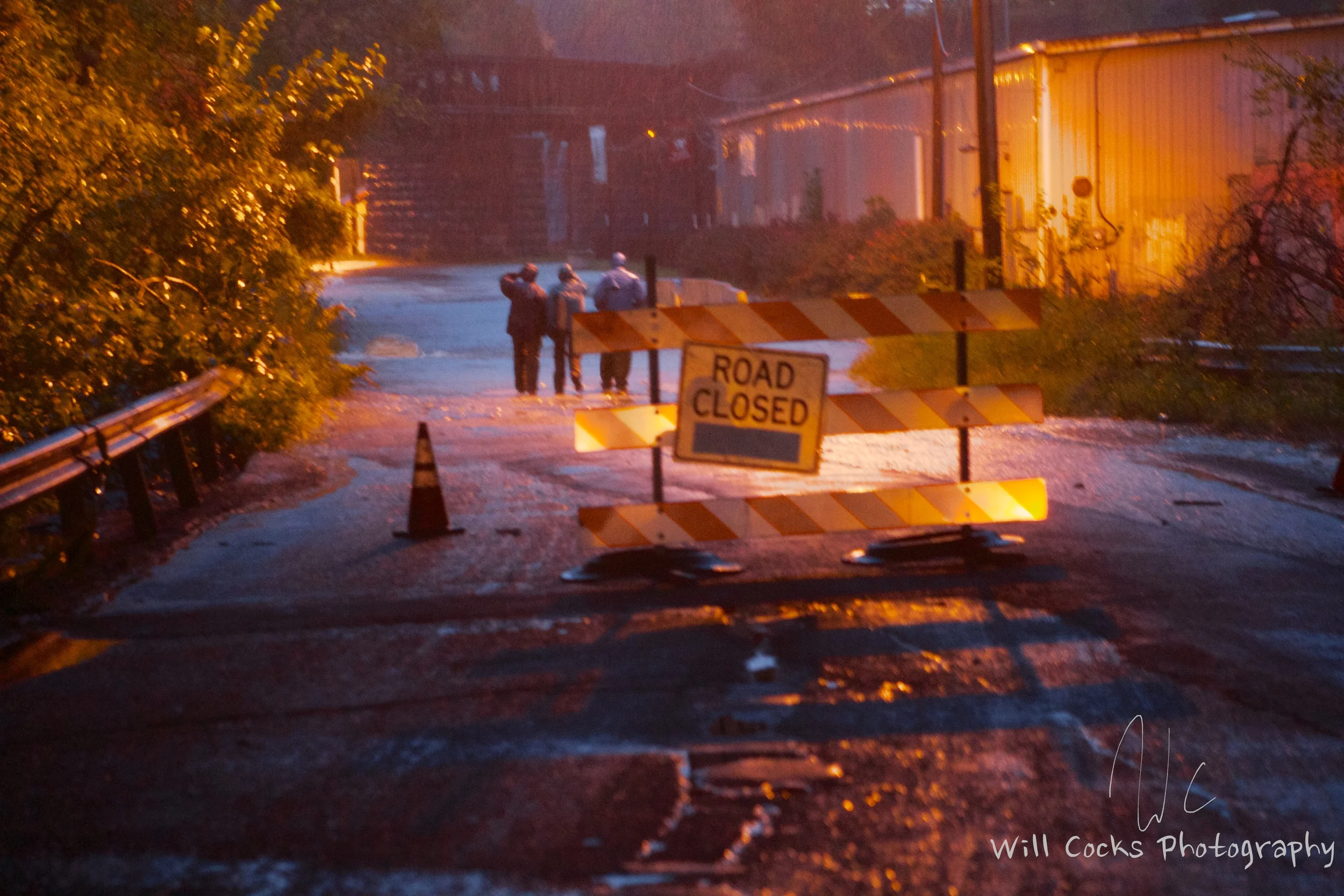 A Road Closed sign greets drivers on Falls Rd in Baltimore, MD
