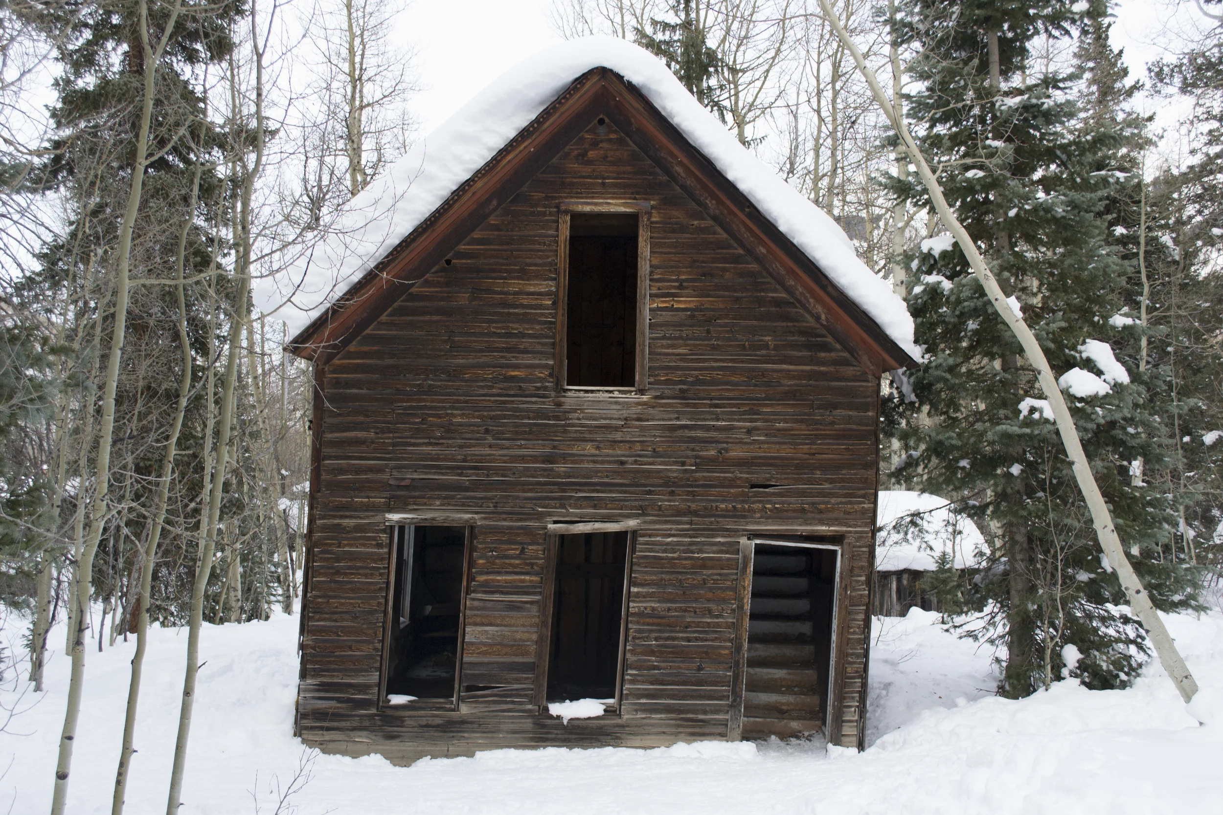 Snow-covered ghost town