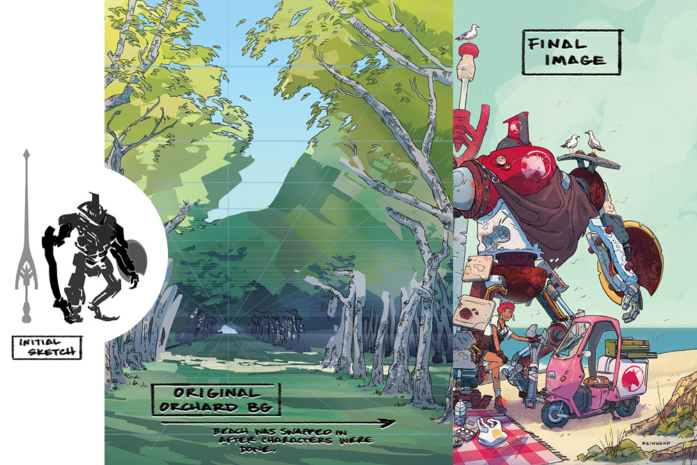 Process for Lunch Break, Paul's piece for The ROBO Show