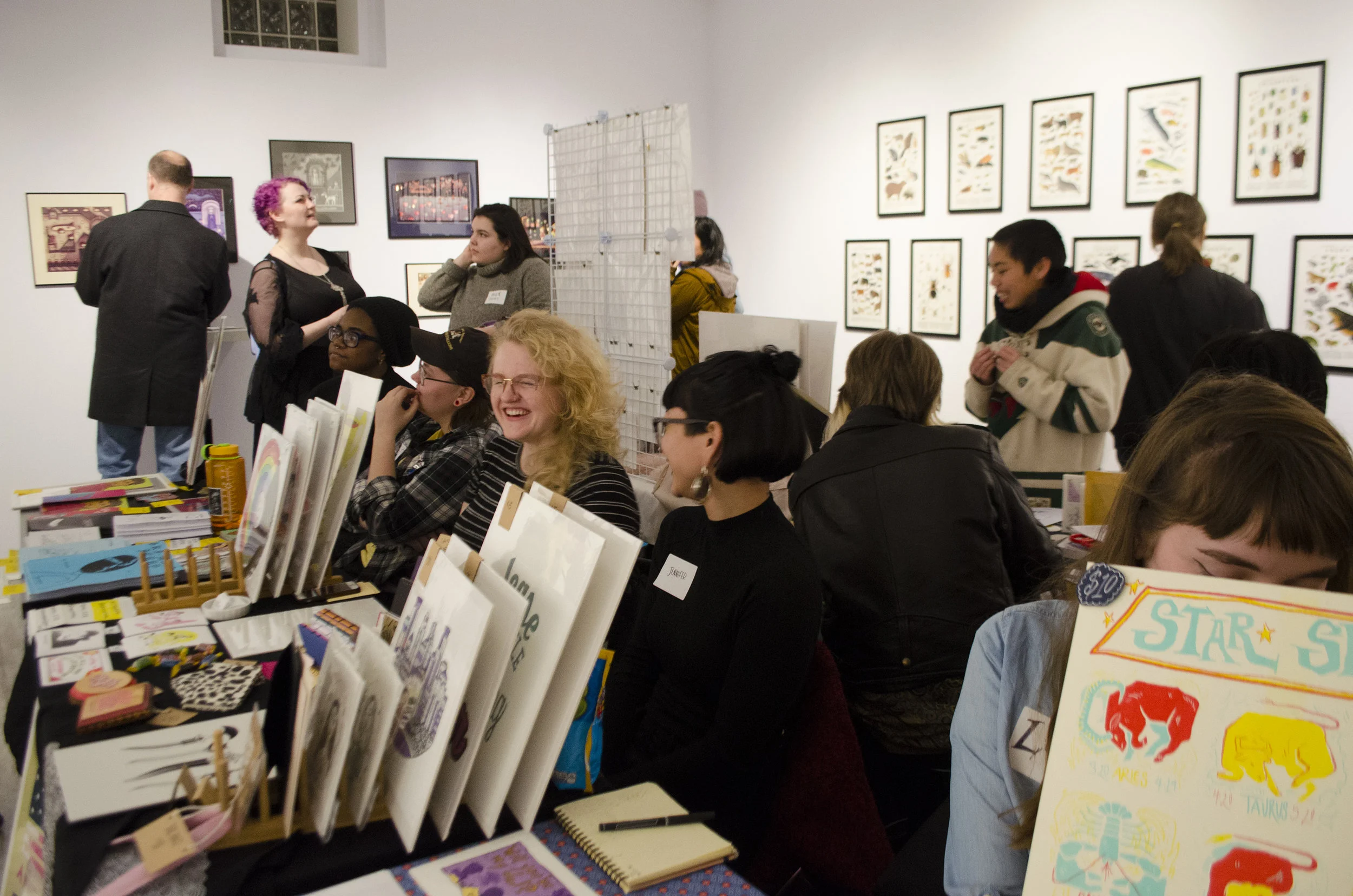Sarah Evenson and Jennifer Bowman, two of the artists in our pop-up shop, enjoying each others company 