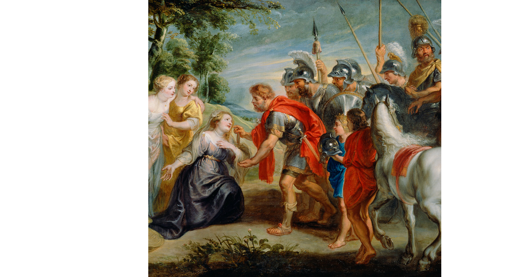 Workshop of Peter Paul Rubens (Flemish, 1577 - 1640) David Meeting Abigail, about 1620s, Oil on canvas 123.2 × 228 cm (48 1/2 × 89 3/4 in.), 73.PA.68 The J. Paul Getty Museum, Los Angeles