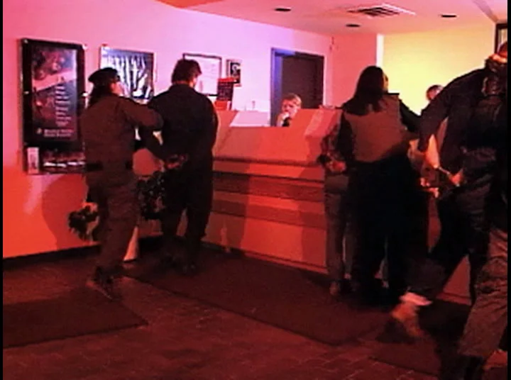 Dapp's local movie theat...um, space precinct.
