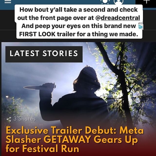 The first look trailer for GetAWAY, a slasher film we&rsquo;ve been working on for you for over two years, just dropped over on @dreadcentral. CHECK IT OUT and let all your people know about it.