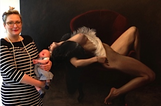 Introducing my son Digby to his first private view aged 4 weeks. 