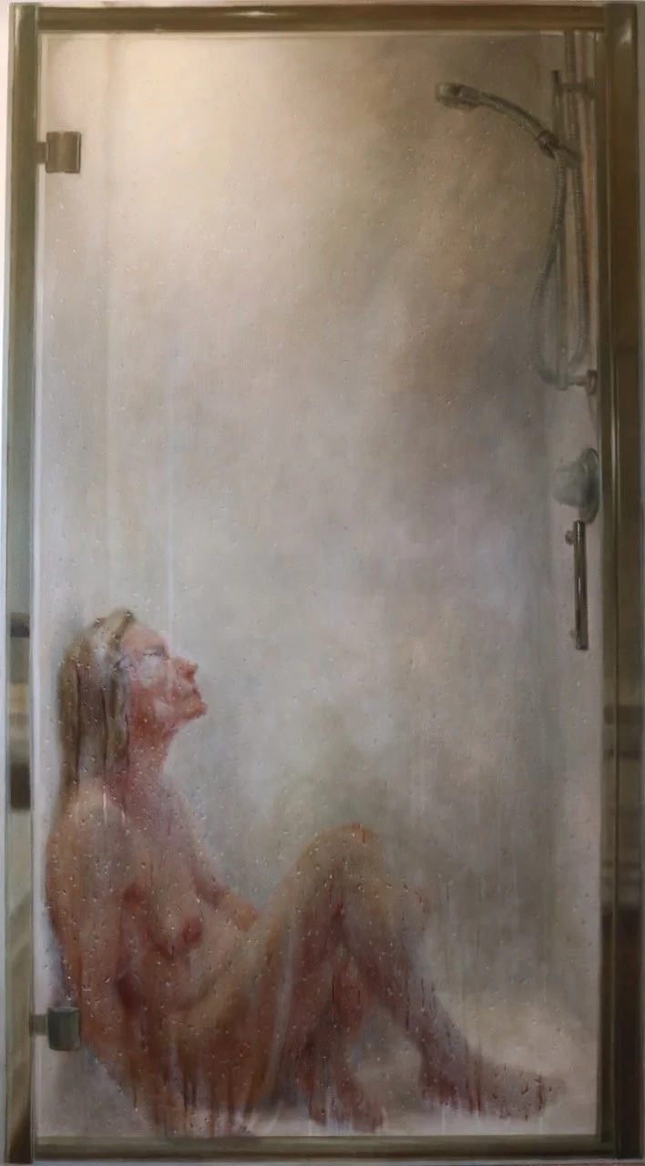 Behind Glass, Oil on canvas, 180 x 100cm