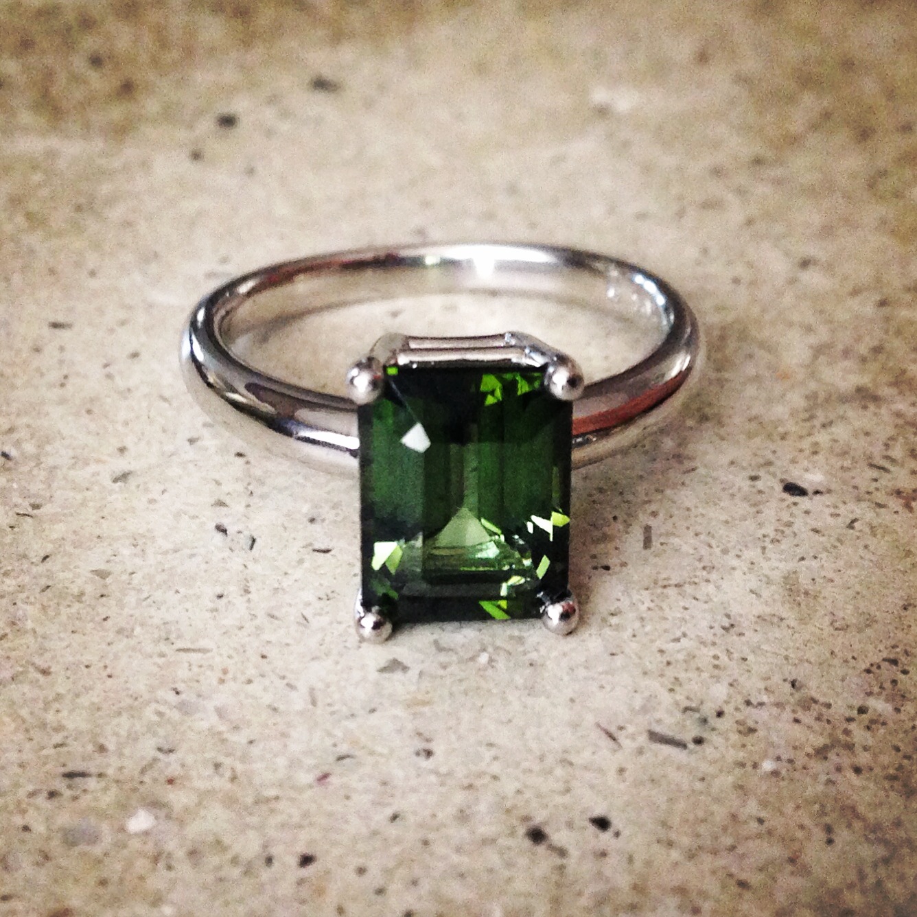 Green Tourmaline Engagement Ring