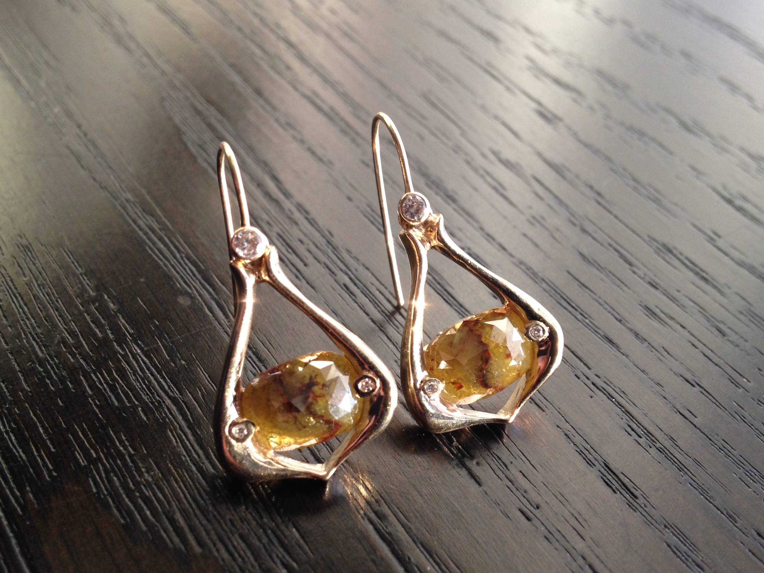 Custom Rustic Diamond Earrings