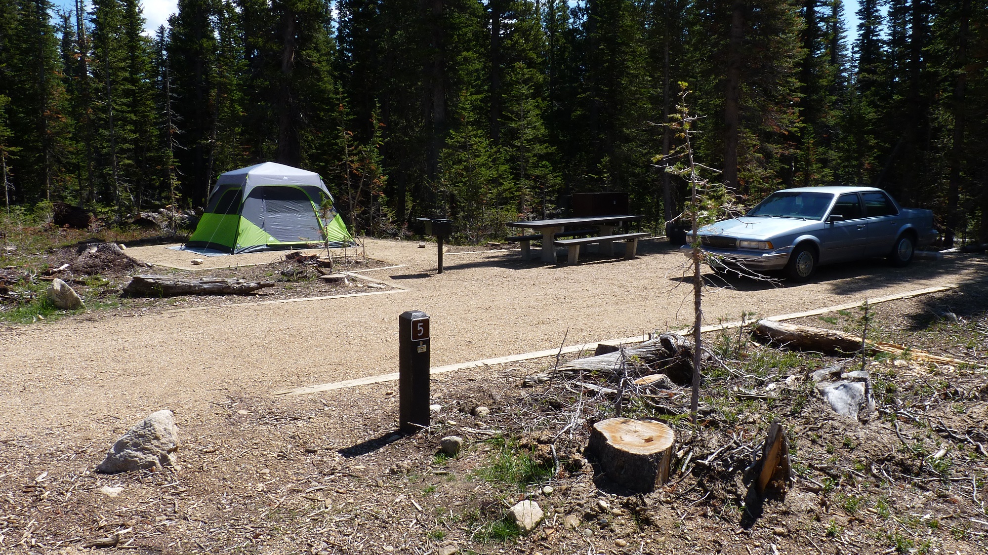 Some campsites are shady, some have full sun