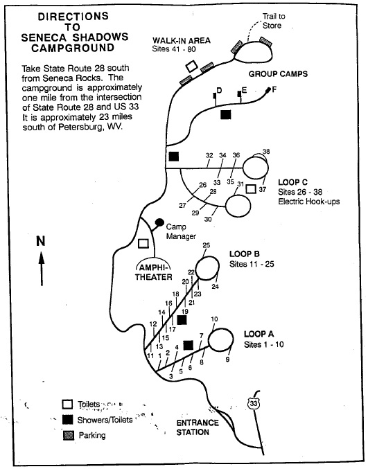 Seneca Shadows Campground map