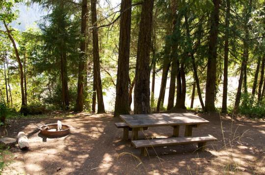 Campsites overlook the lake