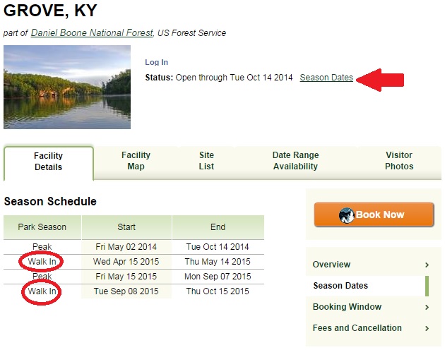 "WALK-IN" ON THE SEASON SCHEDULE MEANS FIRST-COME-FIRST-SERVED