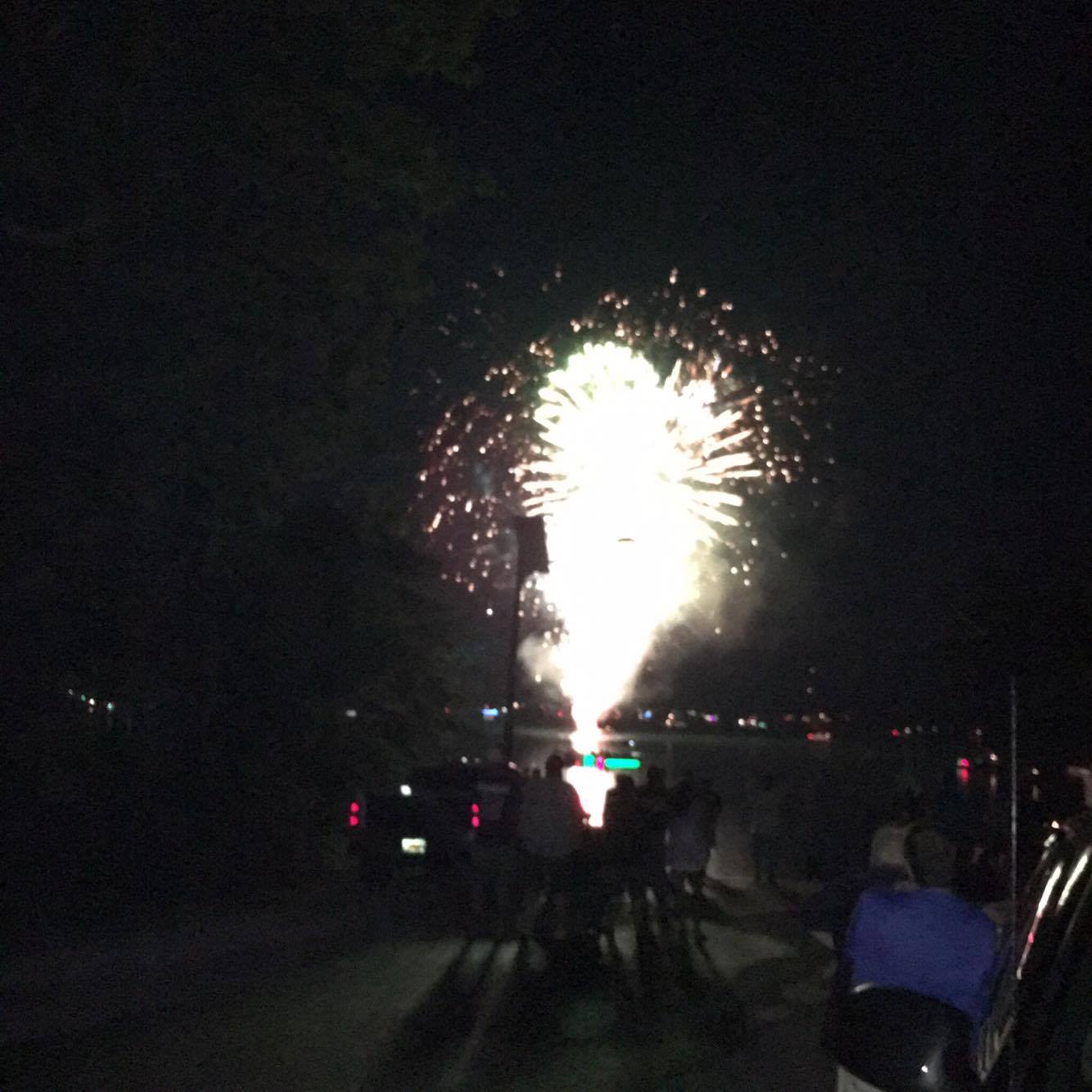 Watching Holly Bay fireworks across the lake