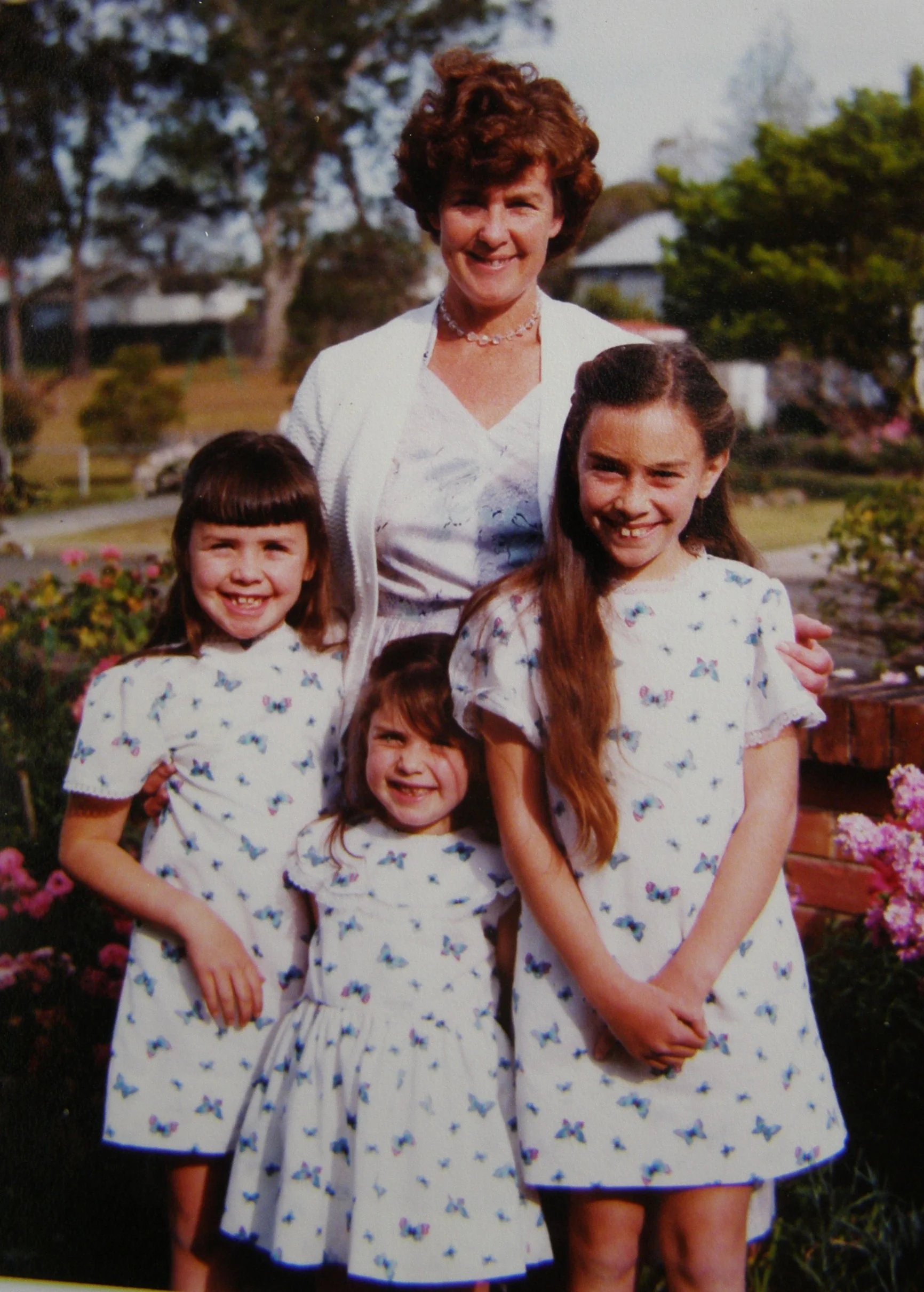 Blue butterfly dresses.
