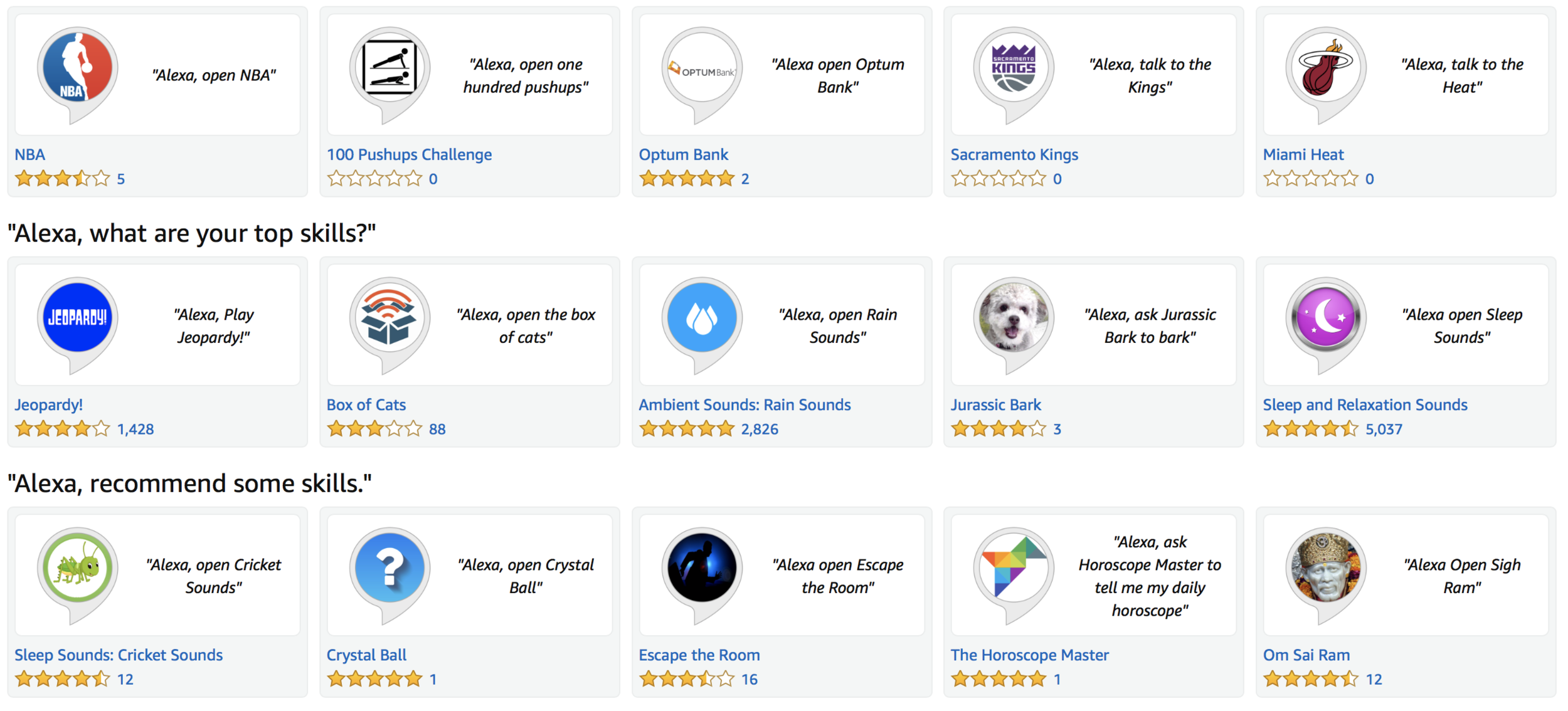 Alexa skills.