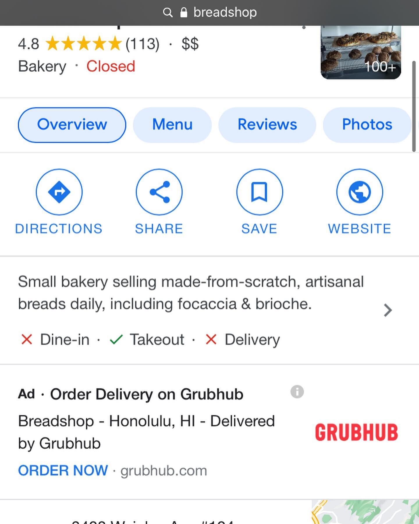 Dear @grubhub @google, 

Please remove this ad.

We do not use @grubhub for delivery or any other service. Furthermore the page and menu the ad takes you to does not represent @breadshophnl or is affiliated with us in any way.