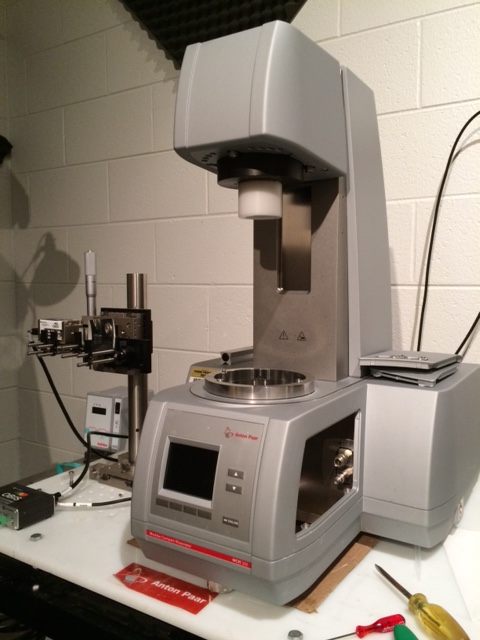 Anton Paar MCR 302 rheometer with laser assisted PIV