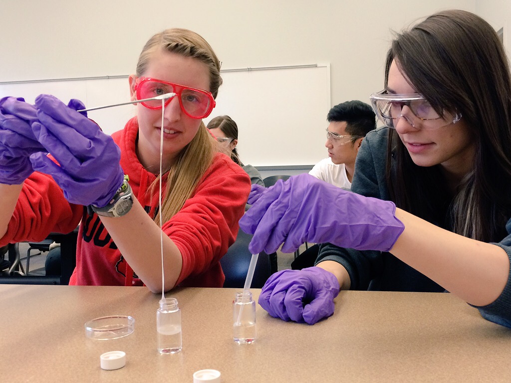 Students making nylon in 497