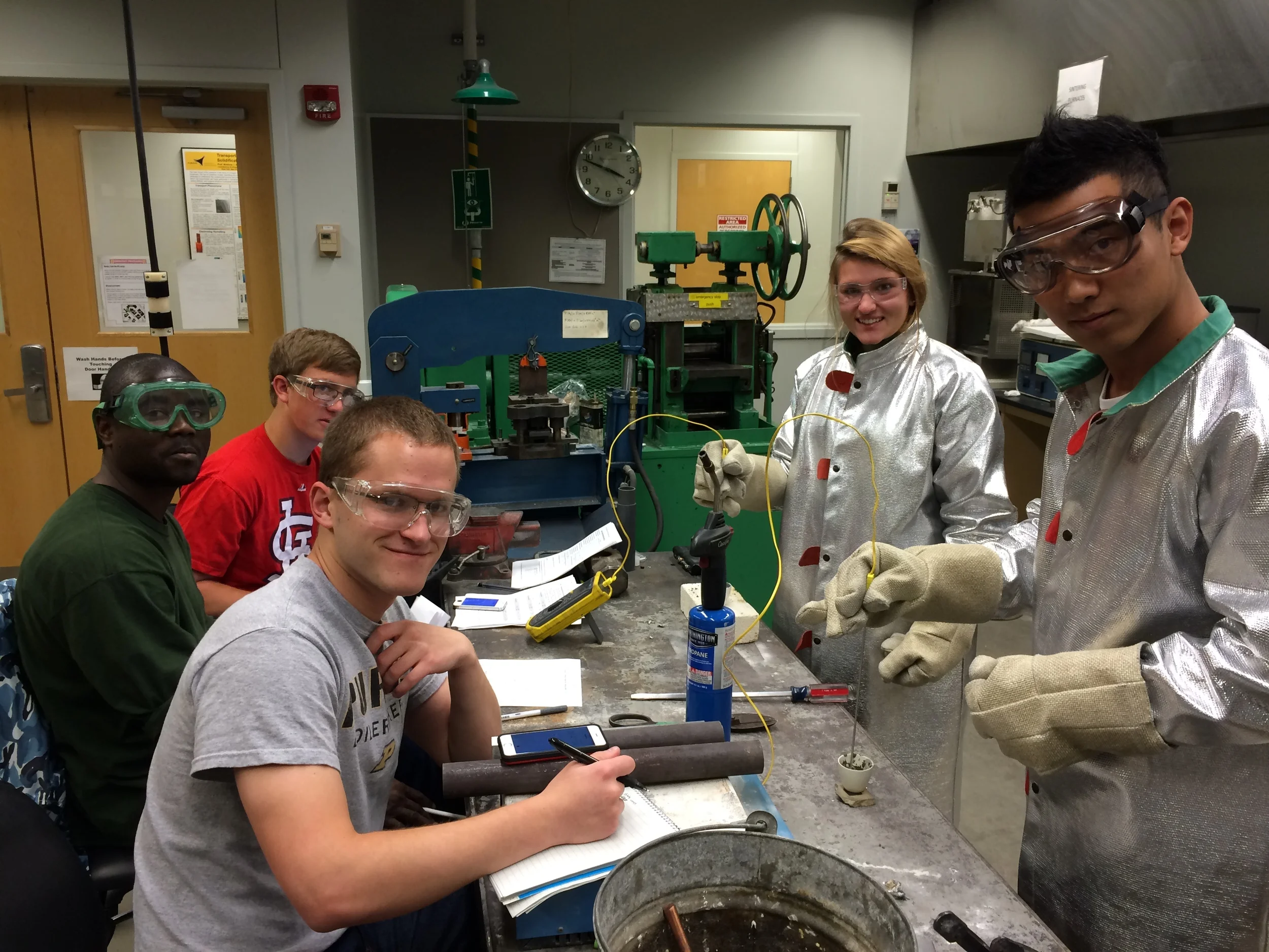 Happy sophomores in 235 thermal lab