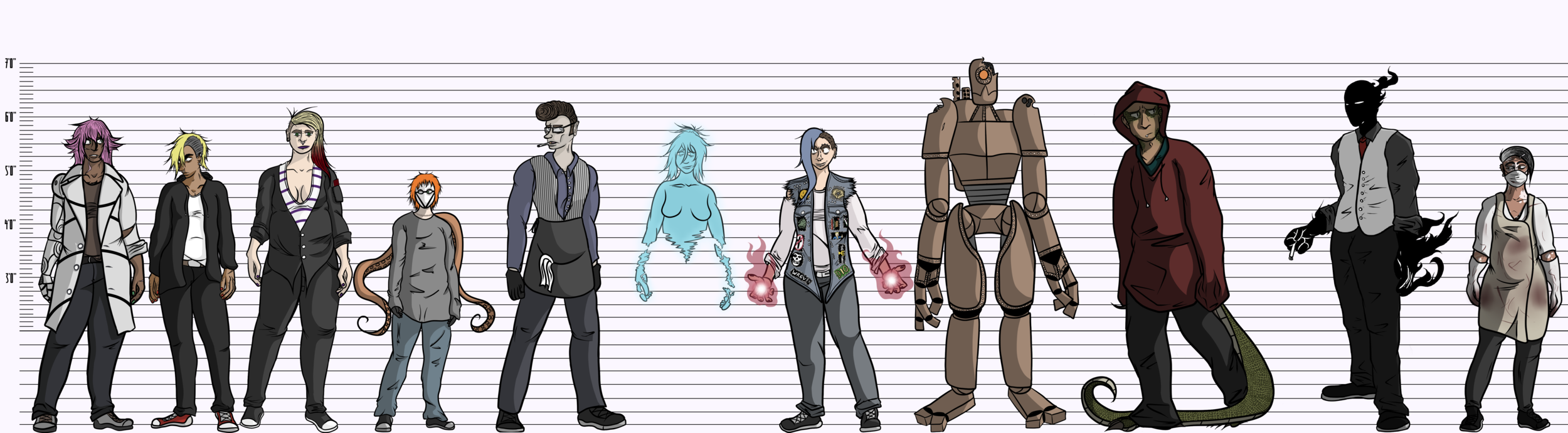 A quick and not perfectly accurate height chart for the 11 of them.