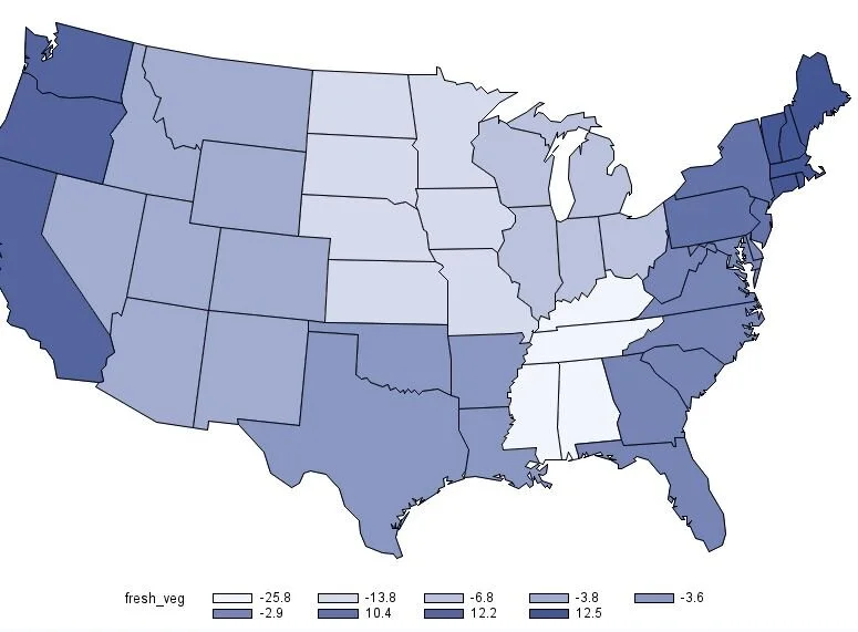 Differences in Spending on Fresh Vegetables by Region.