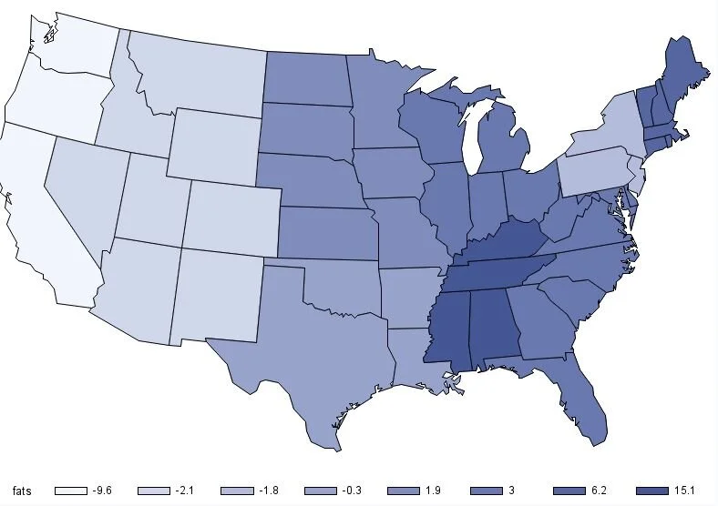 Differences in Spending on Fats and Oils by Region.