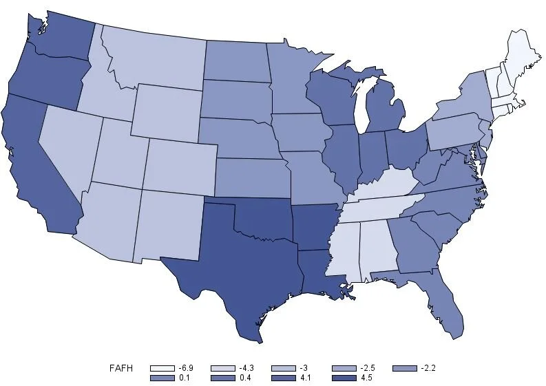Differences in Spending on Food Away from Home by Region.