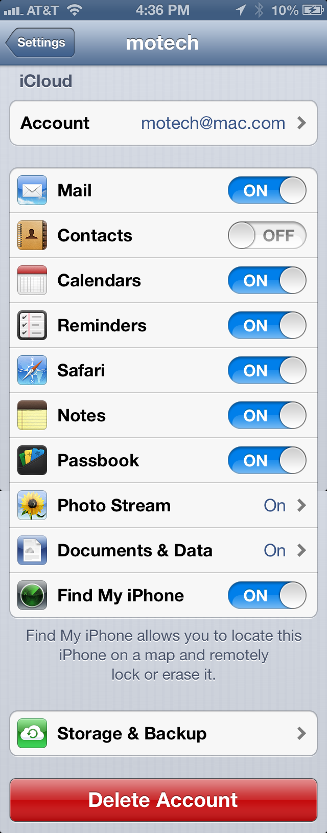iCloud Settings