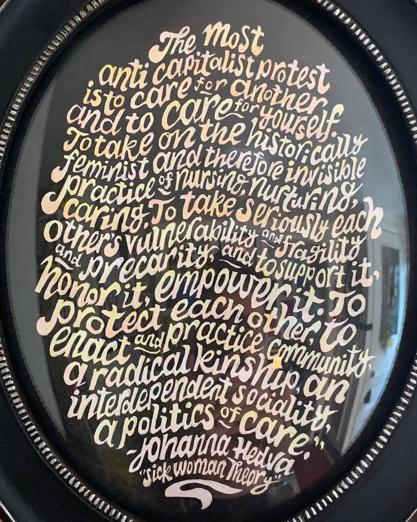New watercolor mantra excerpted from Johanna Hedva&rsquo;s exceptional Sick Woman Theory. This quote floored me when pal @shadykays shared it and it&rsquo;s been rattling around my brain ever since.
.
A politics of care. That line gets to the heart o