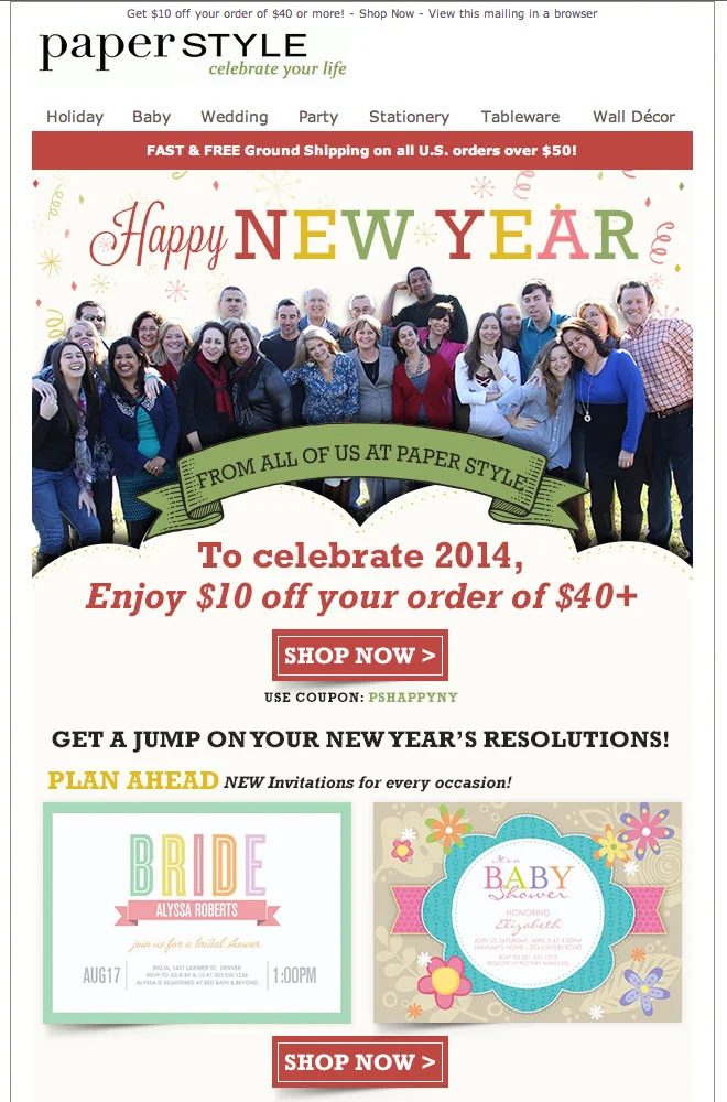 PAPERSTYLE Email Campaign featuring Colorful Bride Bridal Shower Invitation