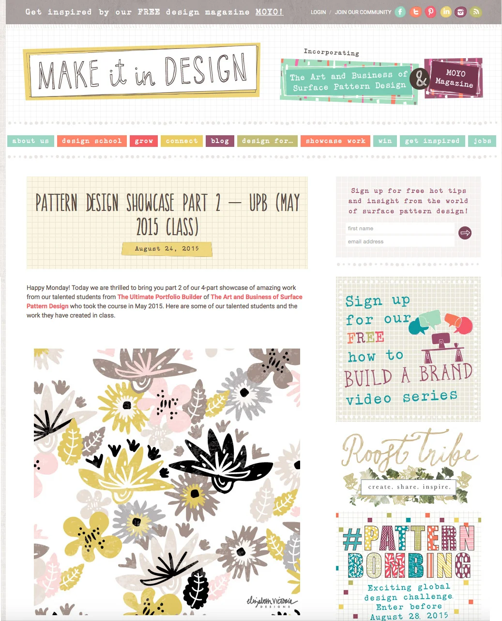 MAKE IT IN DESIGN Fresh Floral pattern featured on Make It In Designs' blog. View full post here .