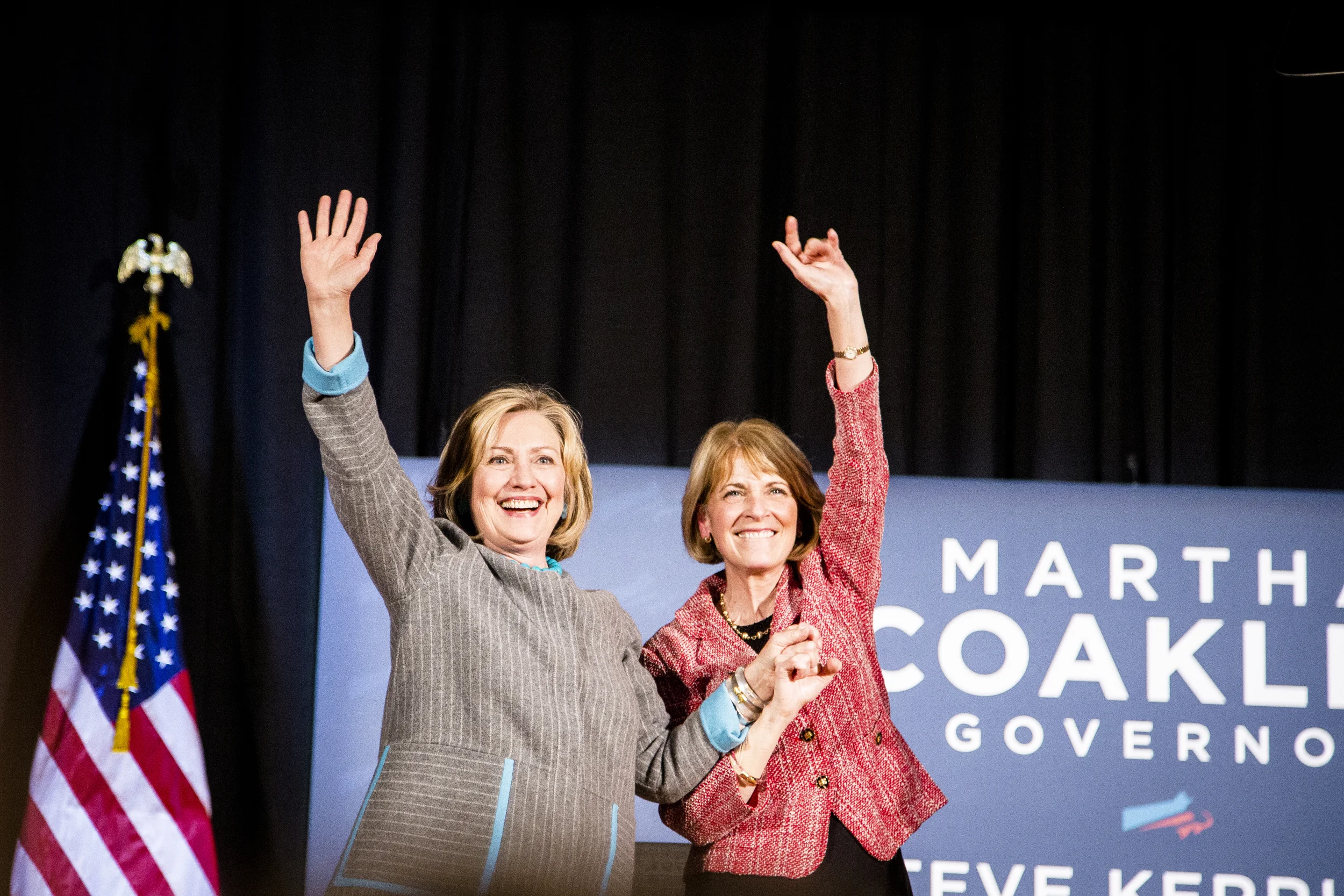 Former secretary of state Hillary Clinton joins Martha Coakley for a campaign rally at Boston Park Plaza on the 24th of October, 2014. Photo By Ann Wang