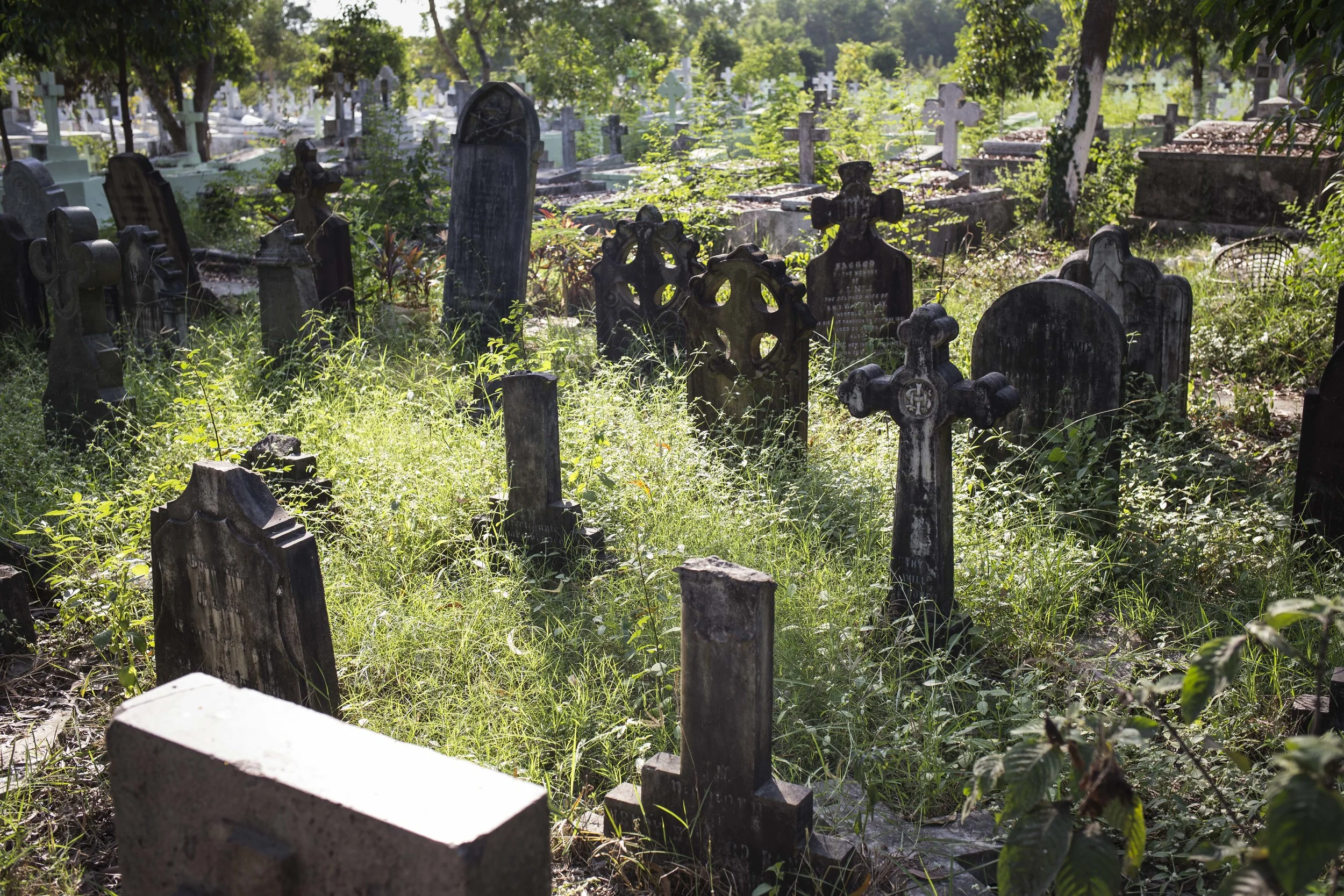 A christan cememter in Yayway cemetery in the outsckirt of Yangon, Myanmar. Photo by Ann Wang