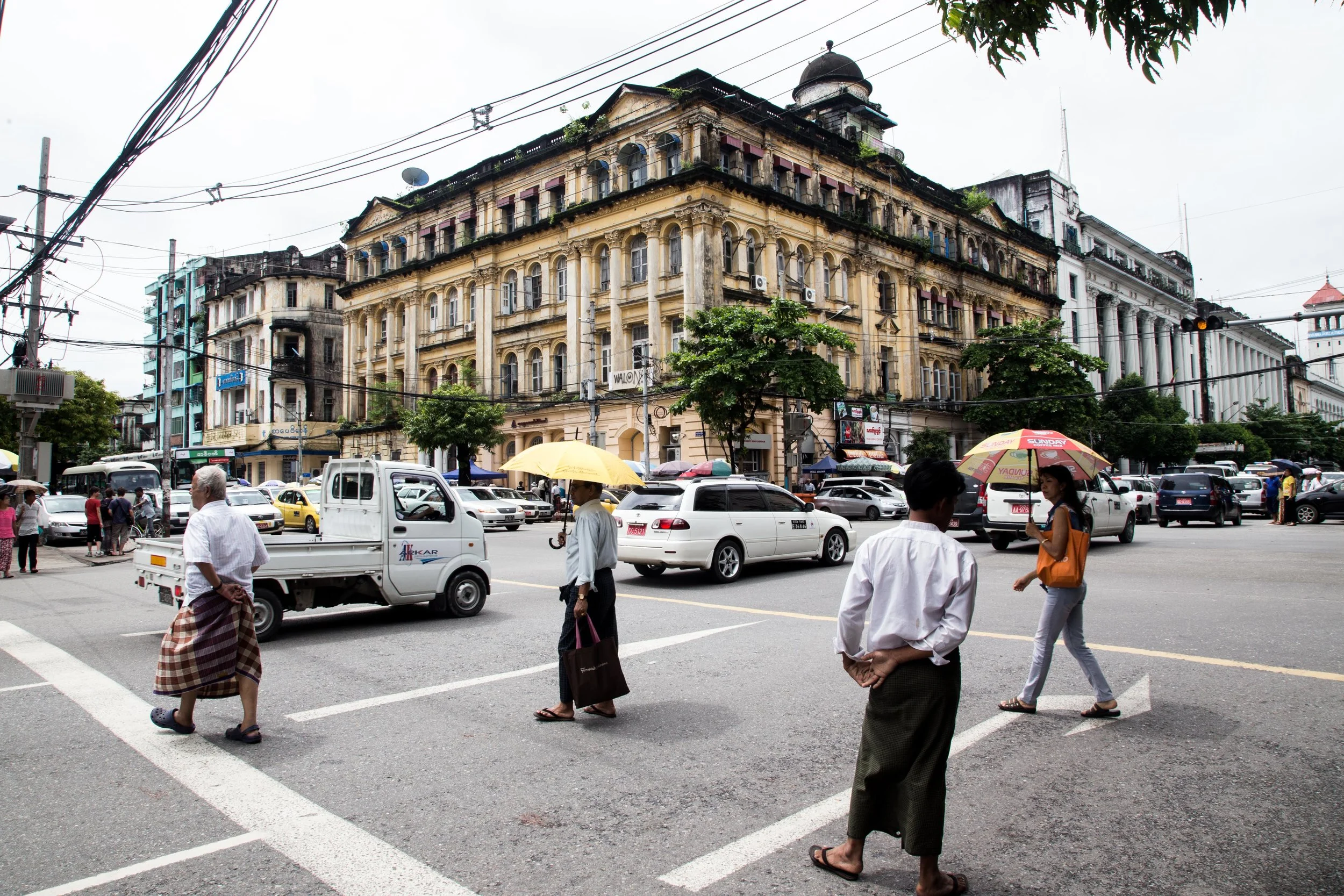 The century old Sofaer & Co building in downtown Yangon, Myanmar in 2015. Photo by Ann Wang