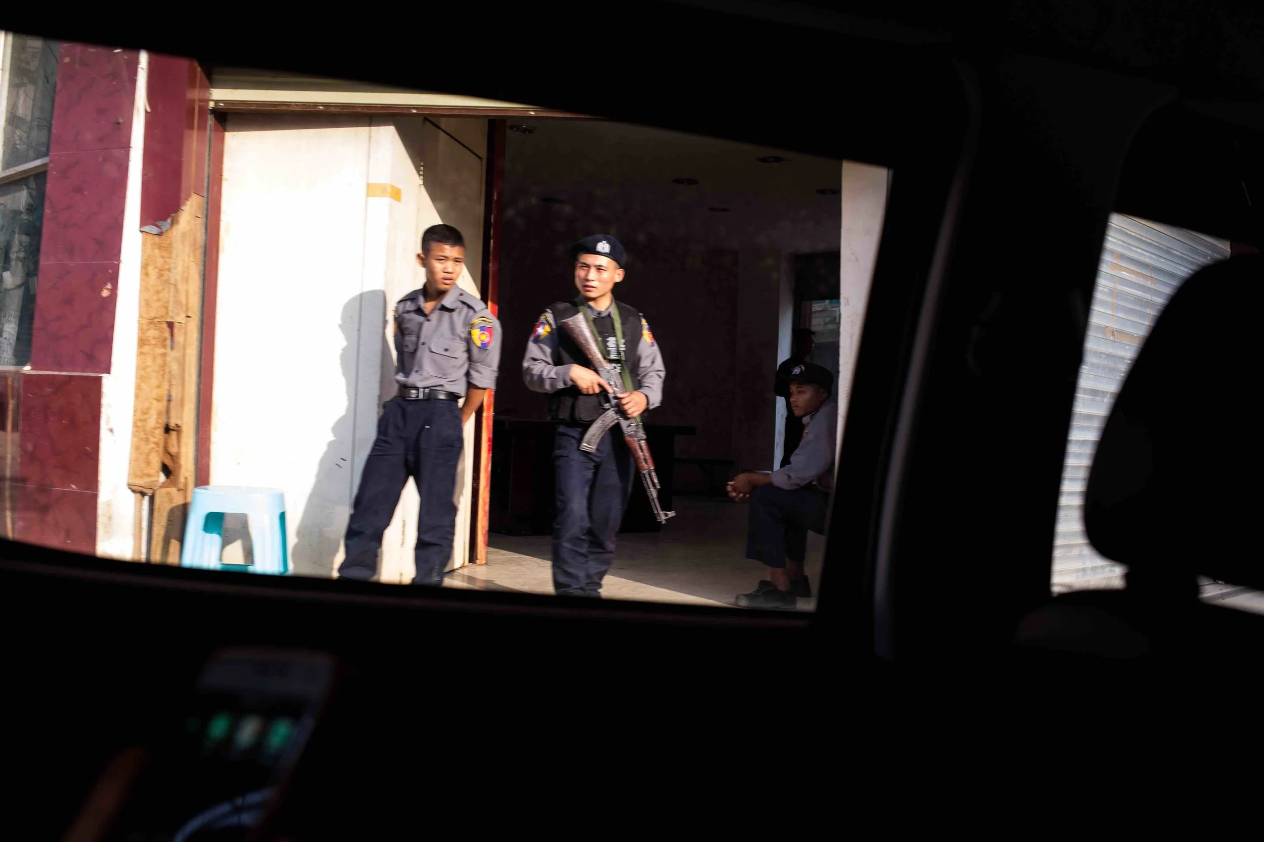 Police in the city center. Photo by Ann Wang